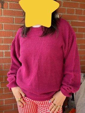 Vintage SEARS the men’s store magenta chunky knit sweater size medium